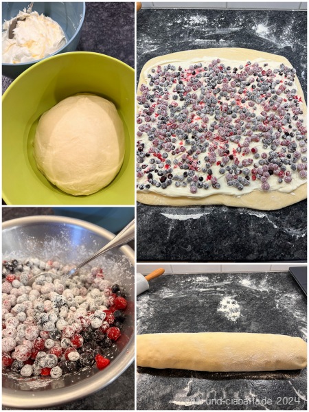 Making of Johannisbeer-Heidelbeer-Cheesecake Rolls